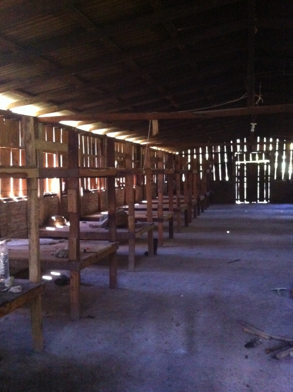 Farmworker housing in Central America - men, women and children will live here for 2-3 months during the coffee harvest